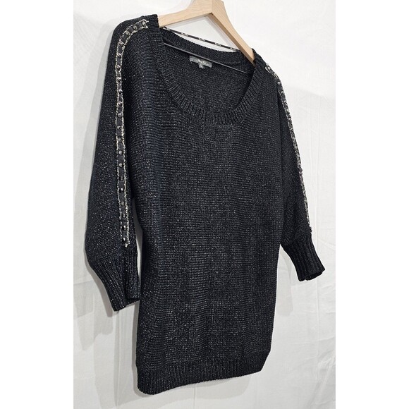 Miss Me Womens Sweater Glam Fairy Goth Y2K Metallic Studded Spikes Charcoal Sz L - Picture 9 of 15